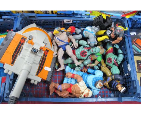 Ten Circa 1980's Thundercats Plastic Action figures, to include Monkian, Hachiman, Panthro, Lion-O, together with a Thundercl