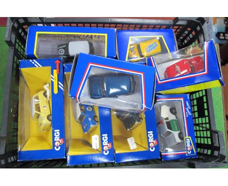 Eight Diecast Model Mini's by Corgi, to include #C330/9 Esso No 3 with mechanic figure, #04417 Mini - HSS, #98142 Mini Cooper