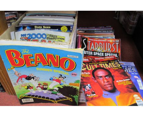 In Excess of Two Hundred Comics, Magazines, predominantly Beano comics from the 1980's and Starburst magazines.