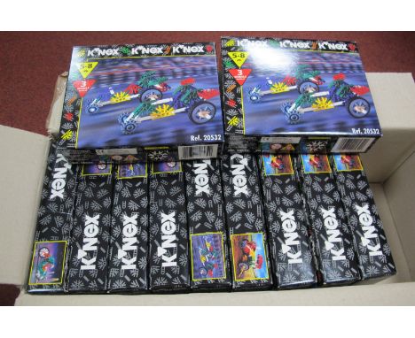 Eleven K'Nex Plastic Model Construction Sets, to include Ref. 20513 Tractor, Ref. 20509 Motorcycle, Ref. 20532 Drag Racers, b