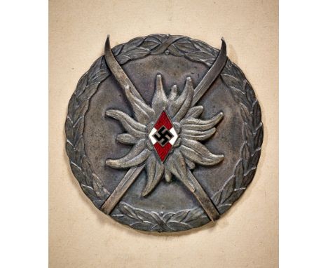 Orden und Ehrenzeichen - Auszeichnungen der NSDAP : Siegerplakette der HJ - Mannschaftswettkämpfe im Skilauf Winter 1933/34 G
