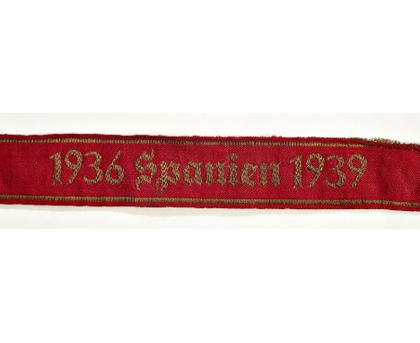 Deutsches Reich 1933 - 1945 - Legion Condor : Traditions - Ärmelband der Legion Condor "1936 Spanien 1939".So genannte Flatwi