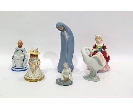 Royal Doulton figure of 'Valerie' HN2107, a Royal Doulton model of 'Poppy Eyebright', a Lladro figure of a kneeling girl, a L