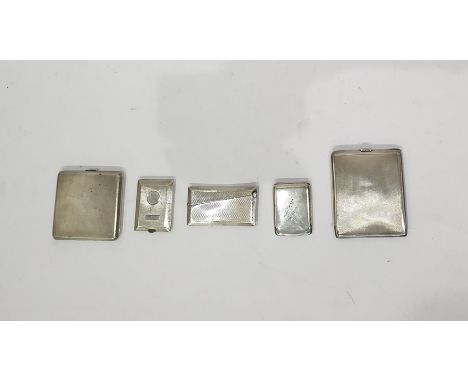 Silver cigarette case of engine turned&nbsp; rectangular form,&nbsp;Birmingham 1941, another silver cigarette case&nbsp;, a s