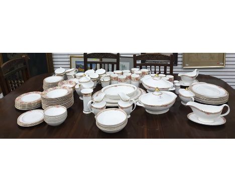 Royal Doulton table service in the 'Darjeeling' pattern, comprising plates of two sizes, bowls of three sizes, a pair of serv