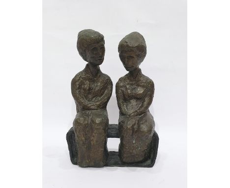 Dorin Kern limited edition bronze, 8/12, figures seated upon bench, signed verso, bears foundry mark, 31cm 