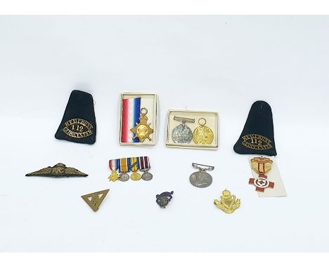 Assorted medals and badges to include examples awarded to Sgt. K. W. W. Boyce, 14-15 Star, Civilisation medal and 1914-1918 m