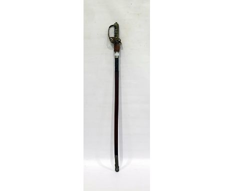 Royal Medical Corps ceremonial sword with brown leather scabbard, brass hilt with shagreen gripCondition Reportplease see att