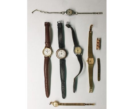 Lady's 9ct gold Rolex Precision wristwatch with baton numerals, circular dial and the 9ct gold flexible link strap (damaged),