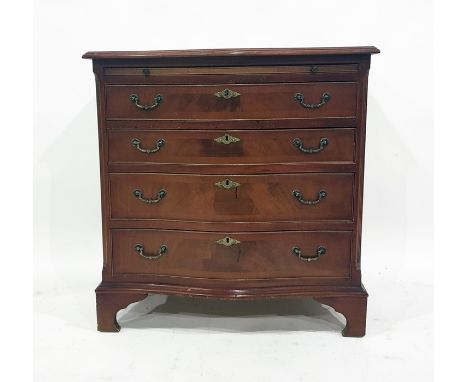 20th century mahogany serpentine-fronted bachelor's chest, the moulded edge above brushing slide and four drawers, the whole 