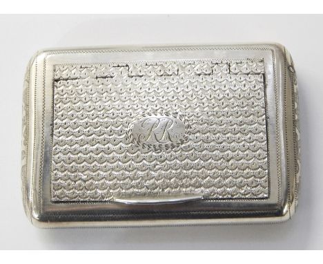 George III engine-turned and engraved snuff box with scallop design to the lid and base, gilt washed interior, London 1809, m