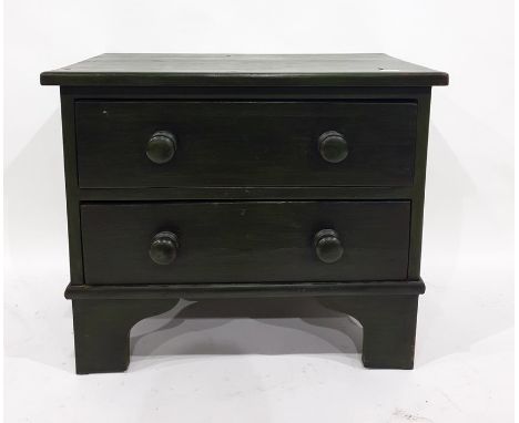 Painted low chest of two drawers, on bracket feet, 76cm x 64cm