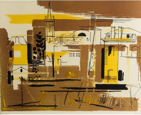 John Piper (British, 1903-1992) French architectural study, Ile-d'Elle, lithograph, circa 1950, artist proof, signed lower ri