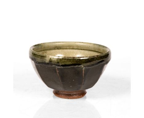Richard Batterham (British, 1936) Bowl, dip glazed with faceted sides, 18cm across 