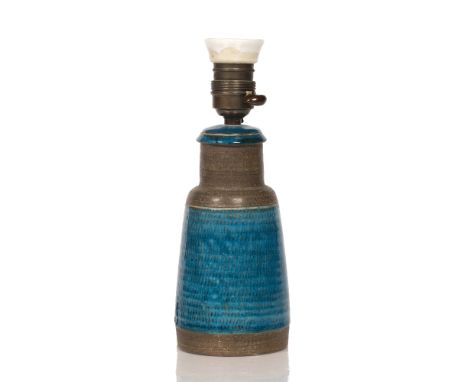 Nils Kahler for Hermann A. Kahler (Danish, 20th century) Stoneware table lamp, blue glazed, signature, label and stamp to bas