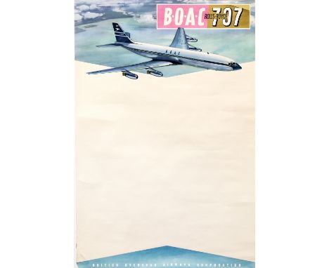 Aviation Poster  B.O.A.C. (British Overseas Airways Corp) x Rolls-Royce 707, original mid-20th century, lithograph, unframed 