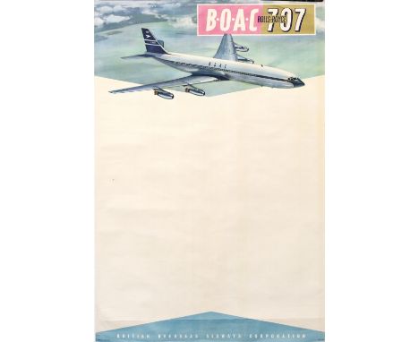Aviation Poster  B.O.A.C. (British Overseas Airways Corp) x Rolls-Royce 707, original mid-20th Century, lithograph, unframed 