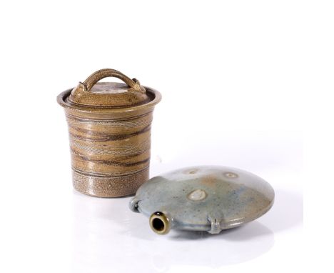 Mark Griffiths (British, 1956) Stoneware flask, salt glazed, impressed potter's seal to handle, 21cm across, and a salt glaze