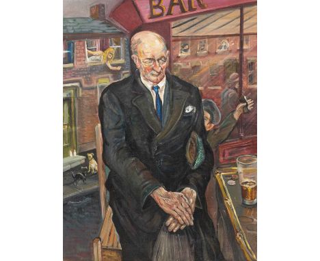 English School, 20th CenturySurreal Portrait of a Man in a Baroil on canvas101cm x 76cm  Framed. Generally good condition ove