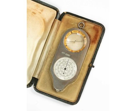 A silver compass and map distance measurer, John Collard Vickery, London 1909, in fitted leather case, 9cm longMinor surface 