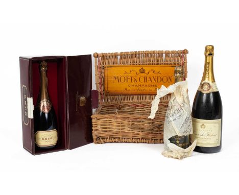 Champagne: Krug Grande Cuvee, one bottle in presentation box and Moet &amp; Chandon Dry Imperial 1978, in presentation hamper