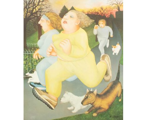ARR Beryl Cook (1926-2008)Running in the Parksigned in pencil to marginoffset lithograph in colours43cm x 35cm