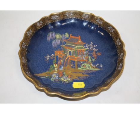 A BLUE CARLTONWARE FLUTED DISH 