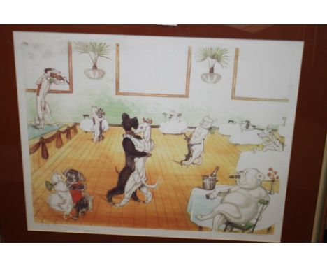 A FRAMED AND GLAZED&nbsp;BORIS O'KLEIN&nbsp;COMICAL DOG PRINT