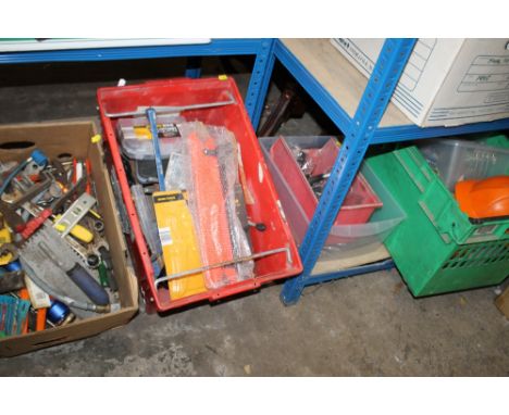 FOUR TRAYS OF MIXED HAND TOOLS ETC