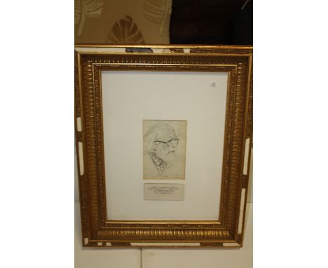 A GILT FRAMED AND GLAZED PENCIL PORTRAIT OF AUGUSTUS JOHN R A