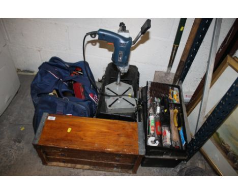 A QUANTITY OF MIXED TOOLS, TOOL BOXES ETC