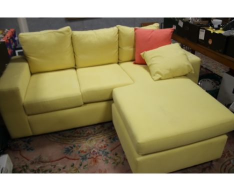 A CANARY YELLOW MODERN CORNER SOFA