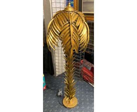 GILT METAL PALM TREE FLOOR LAMP