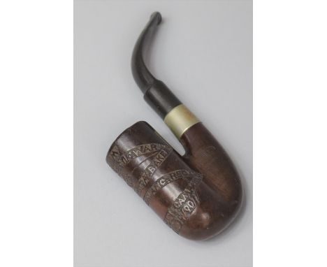 An Unusual Late 19th Century Prisoner of War Briar Pipe, the Bowl Inscribed "From Prisoner of War 7127 Sergt. A Baker, South 