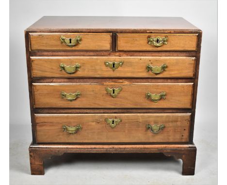 A Georgian Style Mahogany Bachelor's Chest of Two Short and Three Graduated Long Drawers on Bracket Feet, 78x75cm Wide 