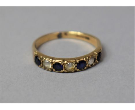 A 9ct Gold Half Eternity Ring with White and Blue Sapphires, 18g Size L 