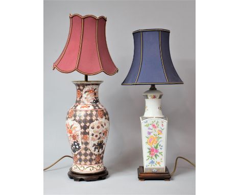 Two Modern Ceramic Table Lamps in the Form of Oriental Vases, Complete with Shades 