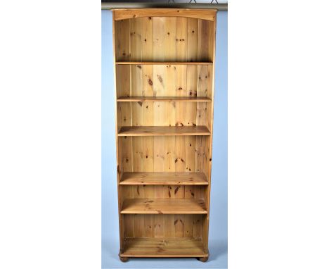 A Tall Modern Pine Six Shelf Open Bookcase, 74cm Wide 