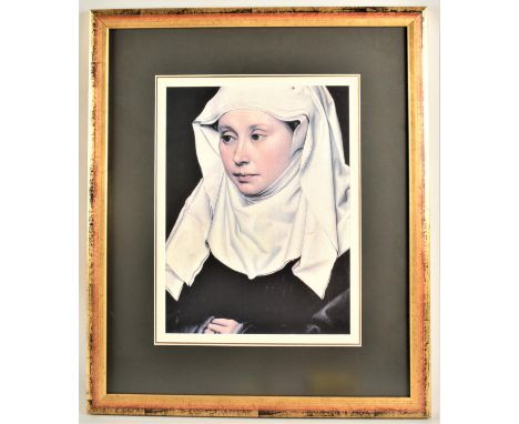 A Framed Robert Campin Print, 'Portrait of woman', 24x32cm