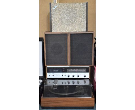 A BSR Mcdonald MP 60 Vintage Turntable Together with a Micardo Multiplex Stereo Tuner, Speaker and Richard Allan Minor Baffle