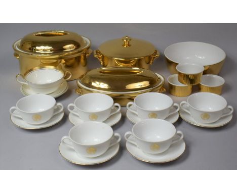 A Collection of Various Royal Worcester Oven to Table Dinnerwares to comprise Three Lidded Tureens in Gilt together with a Bo