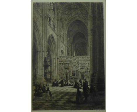 Axel Hermann Haig, Palencia Cathedral, The Trascoro, signed etching, 63 x 43cms, framed