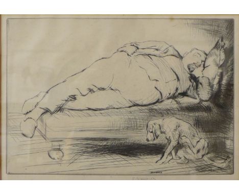 Edmund Blampied (Jersey 1886 - 1966), Leisure, signed etching, 22 x 30cms, framed