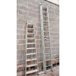Zarges 12 rung extension ladder and 10 rung stepladder
