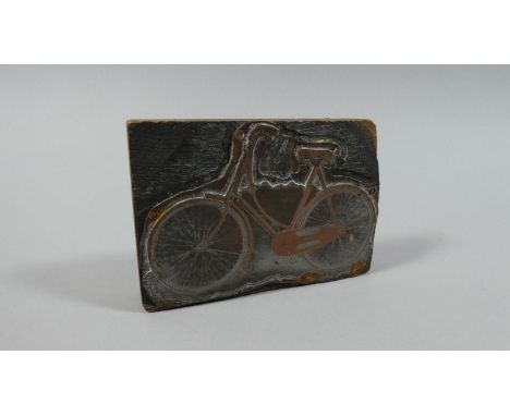 A Vintage Bicycle Letterpress Printing Block, 10.5cm wide