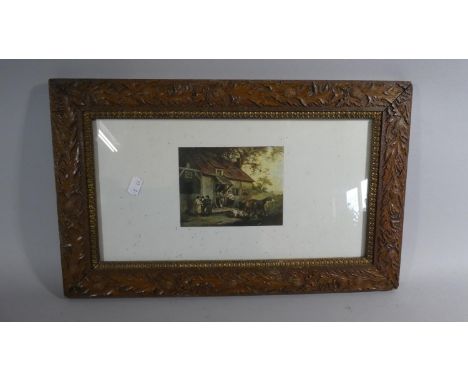 A Framed Print Depicting Farmstead, Horses, Dogs Etc 