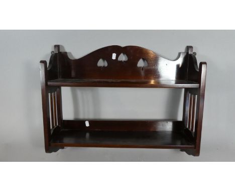 An Arts and Crafts Inspired Wall Hanging Two Shelf Rack, 55cm  Wide 