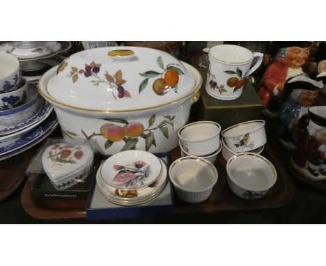 A Tray of Ceramics to Include Royal Worcester Evesham Lidded Tureen with Royal Worcester Ardam Cup, Compots, Royal Worcester 