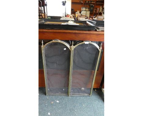 A Four Fold Brass Fire Screen 