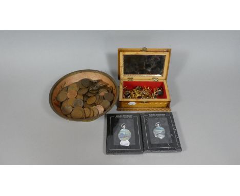 A Collection of Various Coins, Cufflinks, Wooden Boxes, Eddie Stobart Pocket Watches Etc 